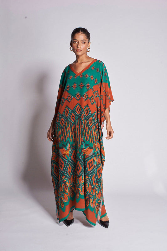   - Kaftan longo de seda Cerrado- Scarf Me 