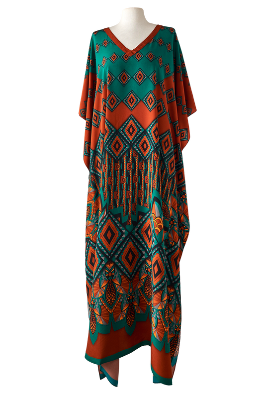   - Kaftan longo de seda Cerrado- Scarf Me 