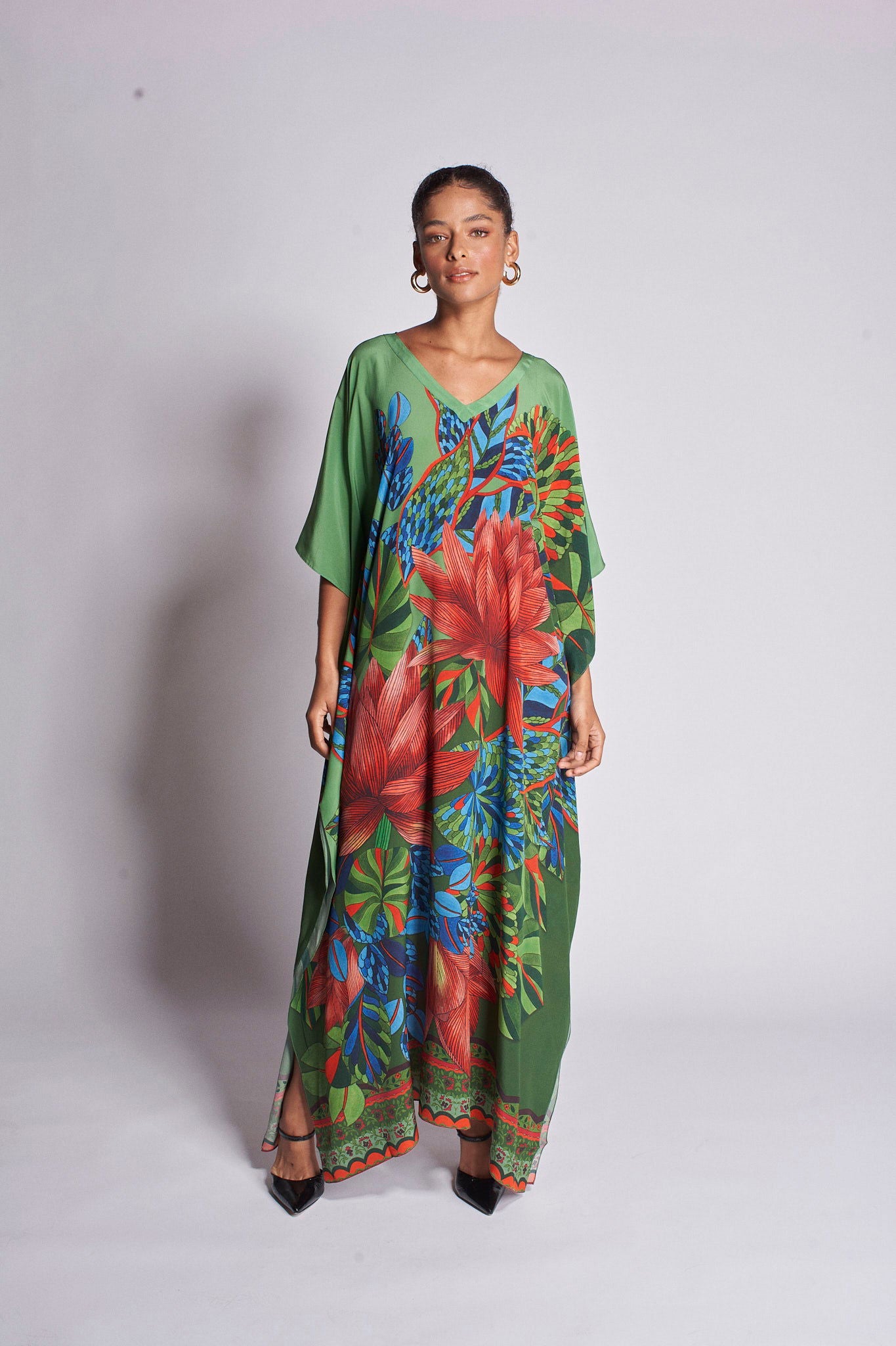   - Kaftan longo de seda Pantanal- Scarf Me 