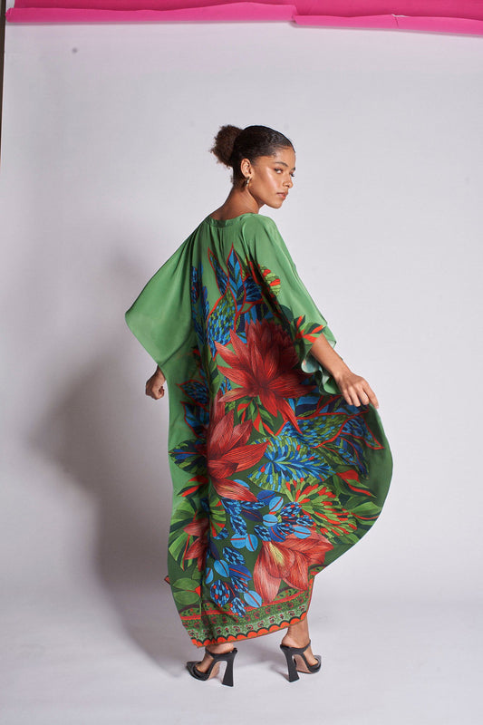   - Kaftan longo de seda Pantanal- Scarf Me 