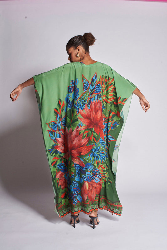   - Kaftan longo de seda Pantanal- Scarf Me 