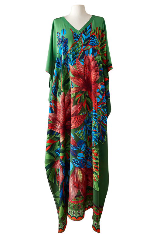   - Kaftan longo de seda Pantanal- Scarf Me 