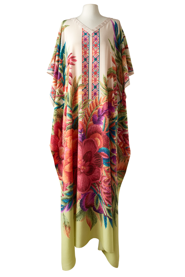   - Kaftan longo de seda Ponto a Ponto- Scarf Me 