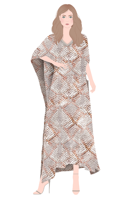   - Kaftan longo de seda Python Print- Scarf Me 