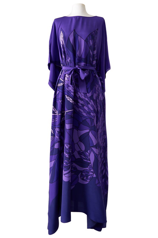   - Kaftan longo de seda Ramos de Púrpura roxo- Scarf Me 