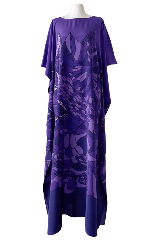   - Kaftan longo de seda Ramos de Púrpura roxo- Scarf Me 