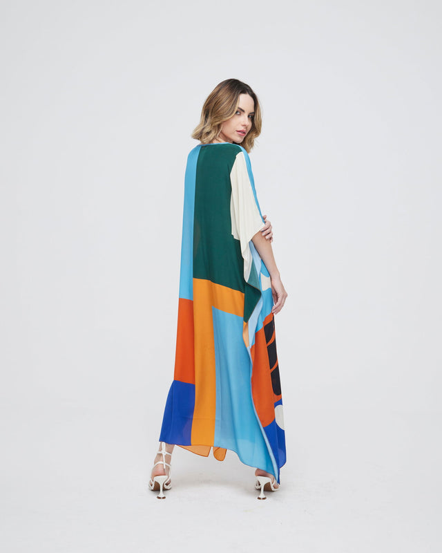   - Kaftan longo de seda Thabata- Scarf Me 