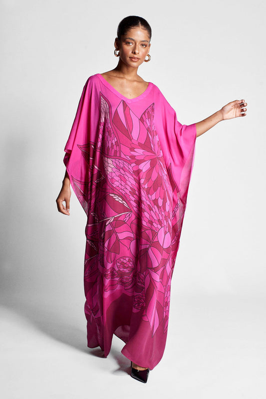   - Kaftan longo de viscose Ramos de Púrpura pink- Scarf Me 