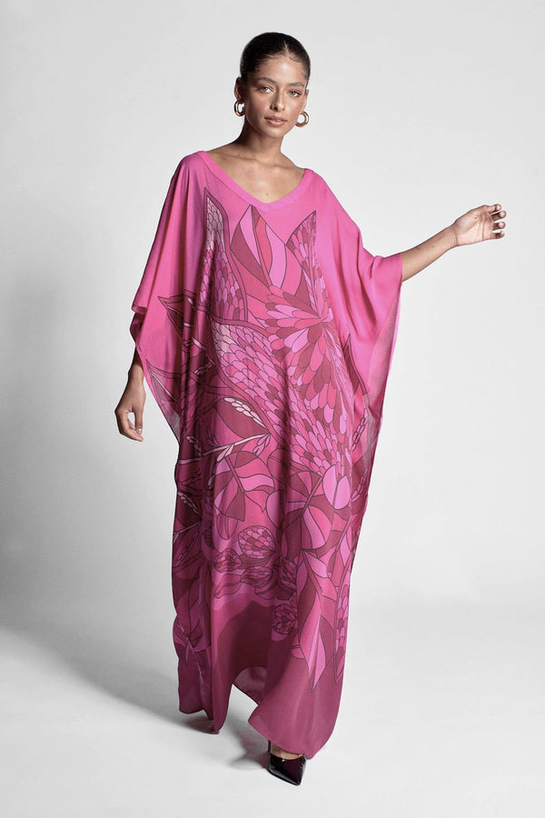Ramos de Púrpura pink long viscose kaftan