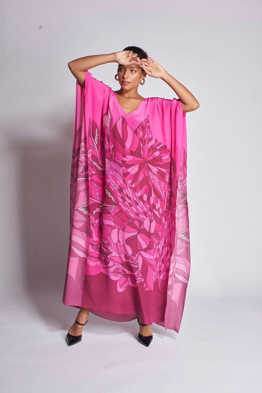   - Kaftan longo de viscose Ramos de Púrpura pink- Scarf Me 