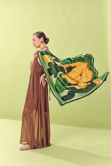 Lenço Antropofagia em cetim de seda | 110x110cm