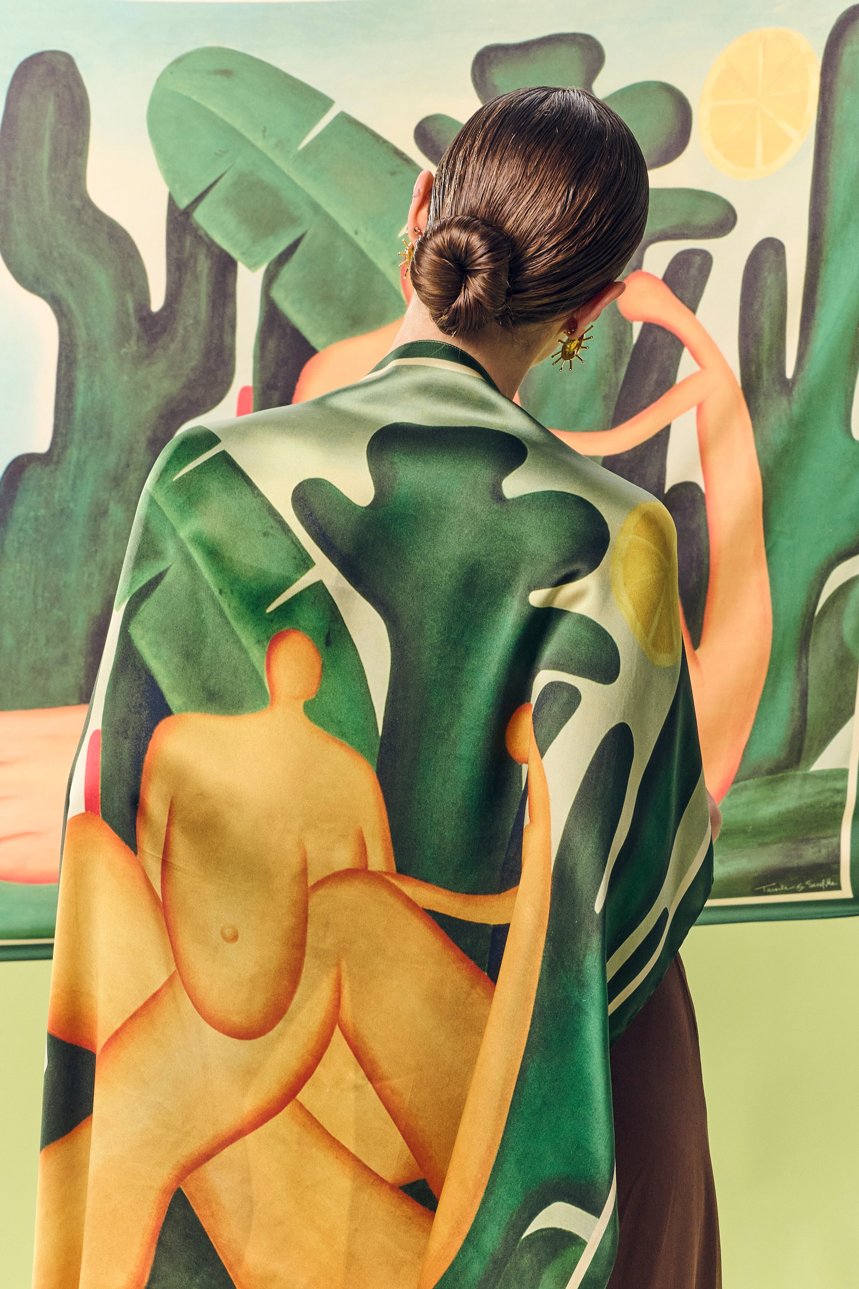 Anthropophagy scarf in silk satin | 110x110cm
