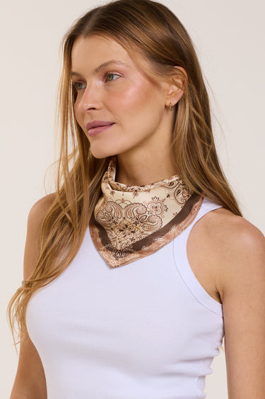 Mocha Bandana Scarf in polyester satin | 50x50cm