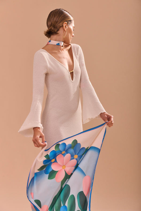 Manacá double-sided scarf in silk satin | 65x65cm