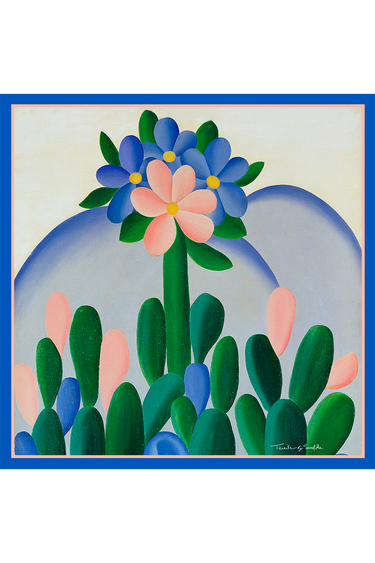Lenço double face Manacá em cetim de seda | 90x90cm