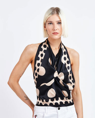   - LENÇO DE SEDA SCARF ME  POÁ PRETO 90X90CM- Scarf Me 