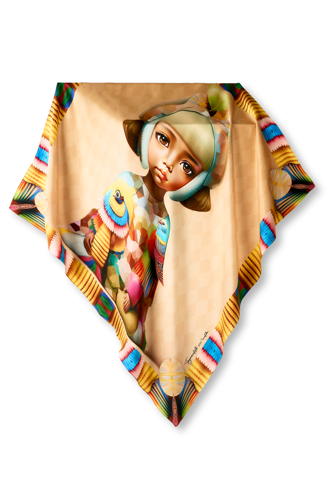   - LENÇO TOYMANIFESTO "GUARDIÃ" EM CETIM SEDA | 90X90CM- Scarf Me 