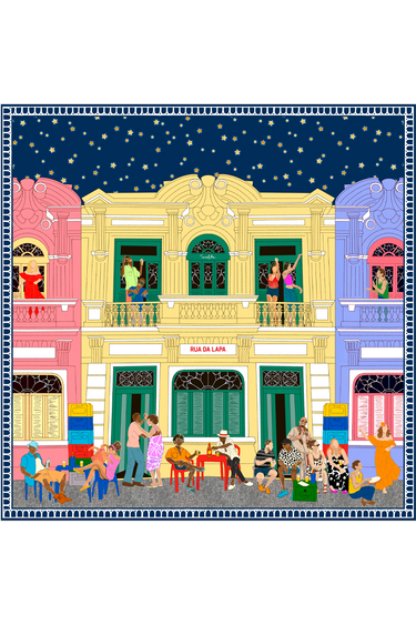Lenço Lapa em cetim de poliéster | 90x90cm