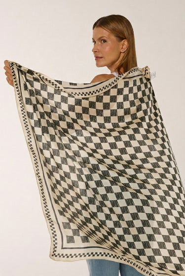 Max lenço Race em mousseline de seda | 130x130cm