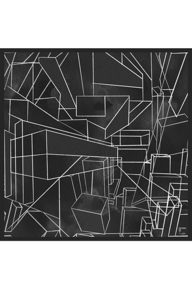 Lenço Roteiro SP preto em cetim de poliéster | 50x50cm