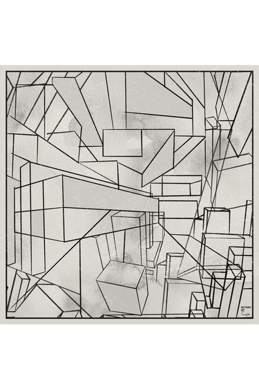 Lenço Roteiro SP off white em cetim de poliéster | 50x50cm