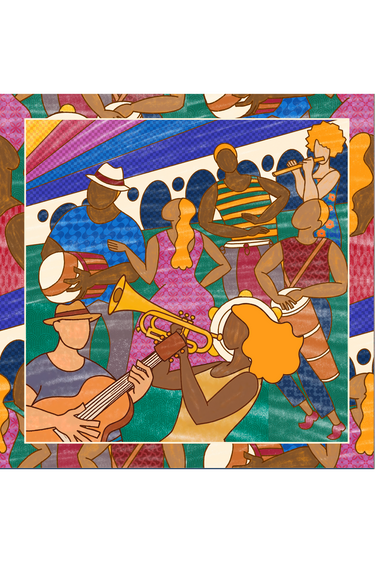 Lenço Samba em cetim de poliéster | 90x90cm