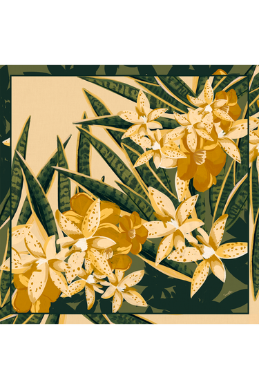 Lenço Verde-Louro em cetim de poliéster | 90x90cm