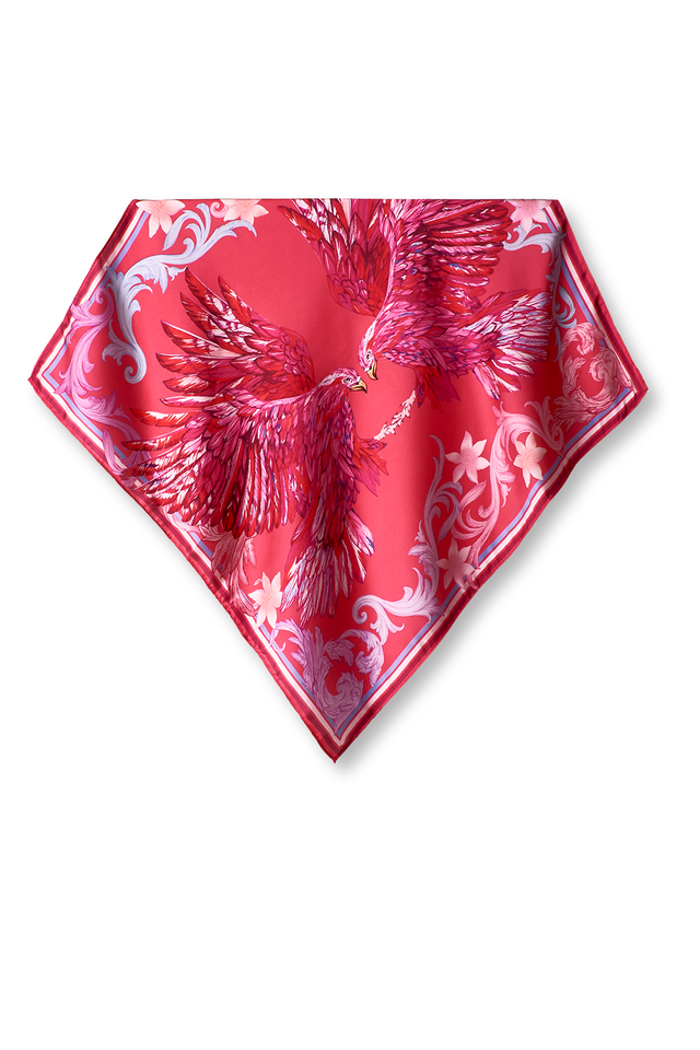  - Lenço Águia Rosa em cetim poliéster | 50x50cm- Scarf Me 