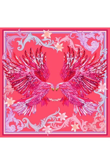   - Lenço Águia Rosa em cetim poliéster | 50x50cm- Scarf Me 