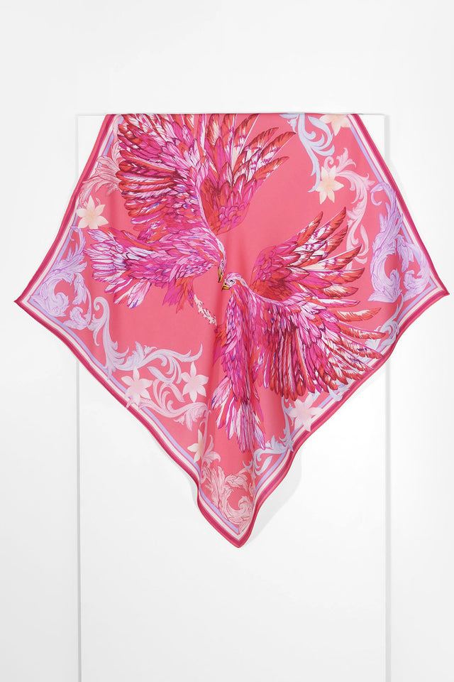   - Lenço Águia Rosa em cetim poliéster | 50x50cm- Scarf Me 