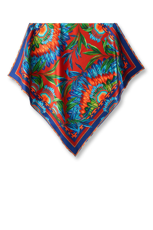   - Lenço Amazônia Indígena em twill de seda | 65x65cm- Scarf Me 