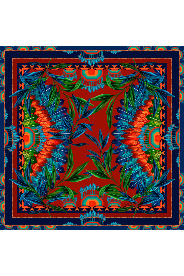   - Lenço Amazônia em cetim de seda | 65x65cm- Scarf Me 