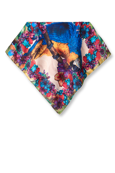   - Lenço Arara-azul em cetim poliéster | 50x50cm- Scarf Me 