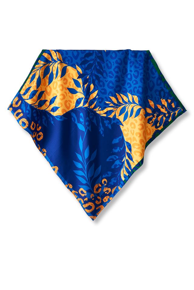   - Lenço Brasil Animal azul em twill de seda | 65x65cm- Scarf Me 
