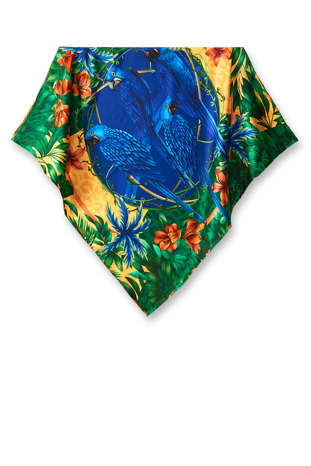   - Lenço Brasil Tropical em twill de seda | 65x65cm- Scarf Me 