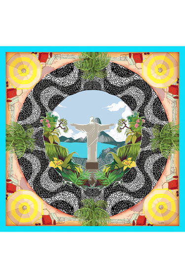   - Lenço Cristo em cetim poliéster | 50x50cm- Scarf Me 