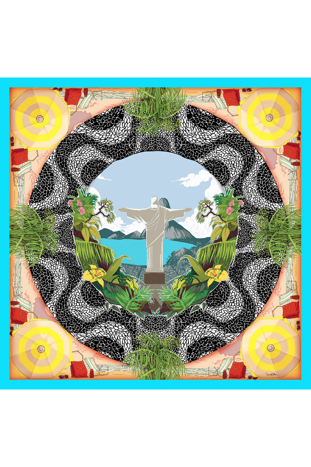   - Lenço Cristo em cetim poliéster | 50x50cm- Scarf Me 