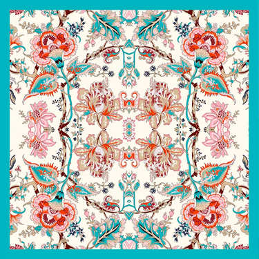   - Lenço Floral Delicado em cetim poliéster | 90x90cm- Scarf Me 