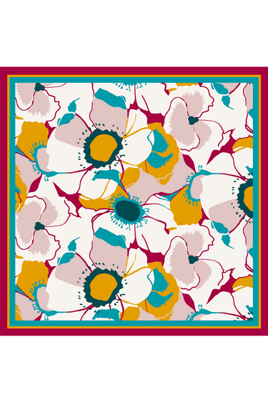   - Lenço Flores Candy em cetim poliéster | 90x90cm- Scarf Me 