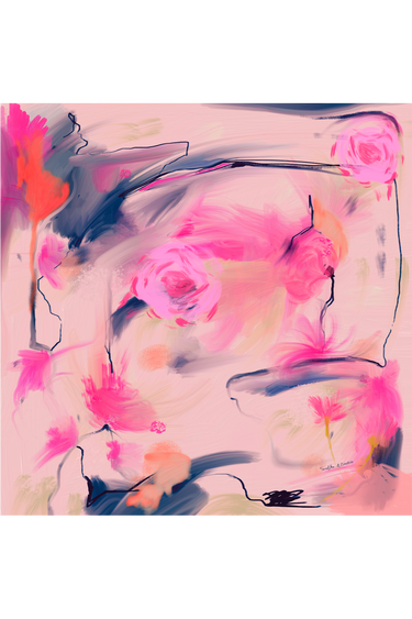 Lenço Florescer em cetim de seda | 90x90cm