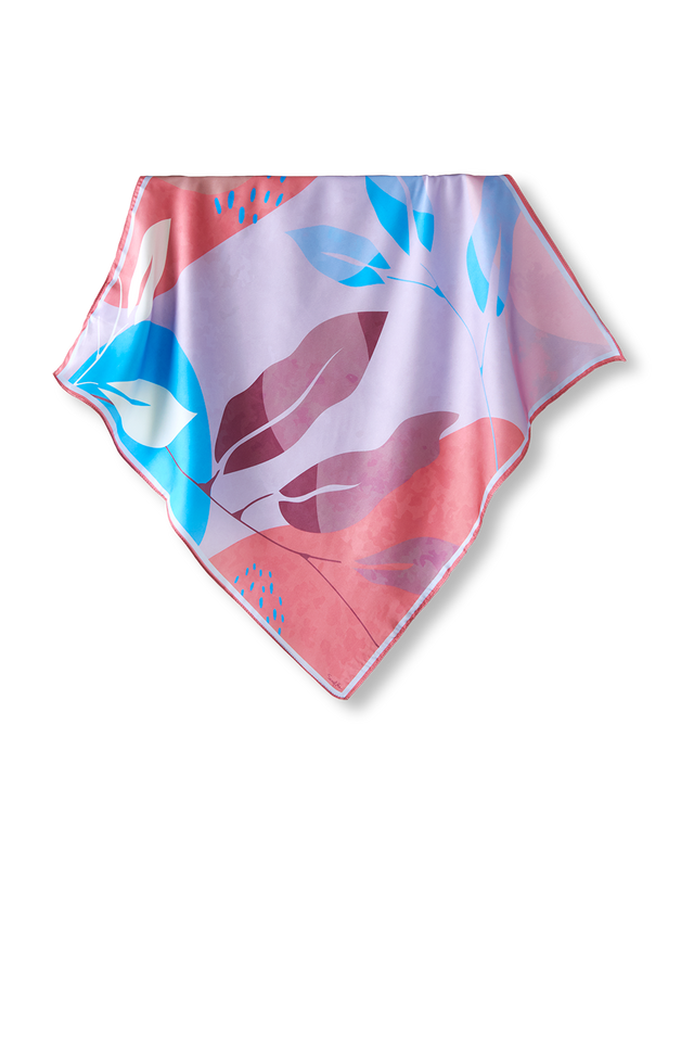   - Lenço Folhas Minimalist em cetim poliéster | 50x50cm- Scarf Me 