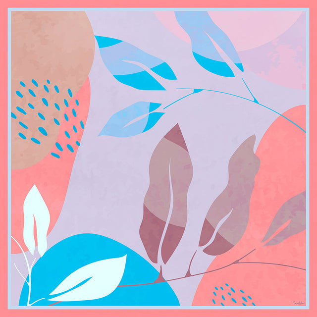   - Lenço Folhas Minimalist em cetim poliéster | 50x50cm- Scarf Me 