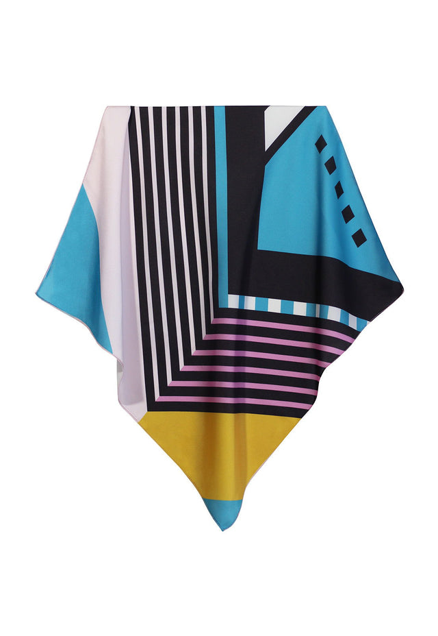   - Lenço Geo Listras em cetim poliéster | 50x50cm- Scarf Me 