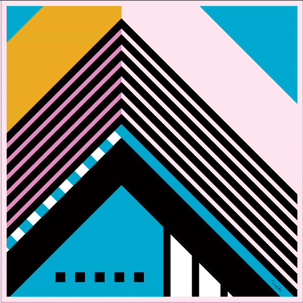   - Lenço Geo Listras em cetim poliéster | 50x50cm- Scarf Me 