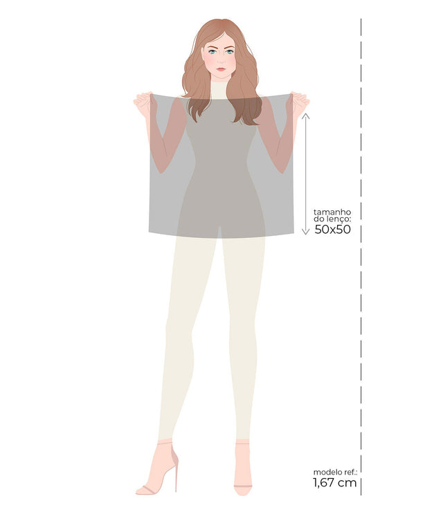   - Lenço Geo Listras em cetim poliéster | 50x50cm- Scarf Me 