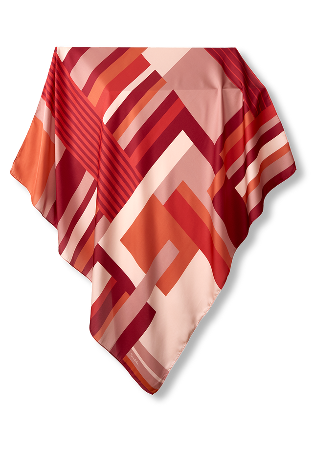   - Lenço Geométrico Conceitual em cetim de poliéster | 90x90cm- Scarf Me 