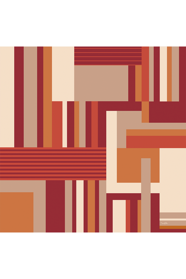   - Lenço Geométrico Conceitual em cetim de poliéster | 90x90cm- Scarf Me 