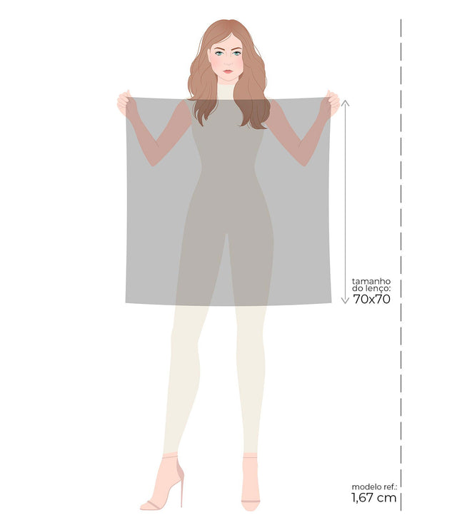   - Lenço Greta em cetim poliéster | 70x70cm- Scarf Me 