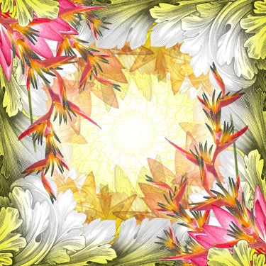   - Lenço Helicônia em cetim poliéster | 70x70cm- Scarf Me 