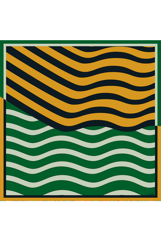   - Lenço Listras Waves em cetim poliéster | 50x50cm- Scarf Me 